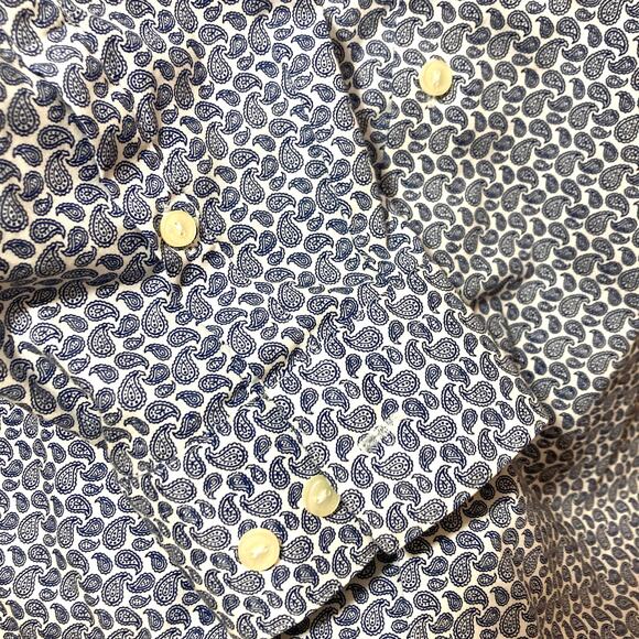 Kenneth Cole Reaction Cotton Blue White Paisley Button Up Formal Dress Shirt - Picture 6 of 8